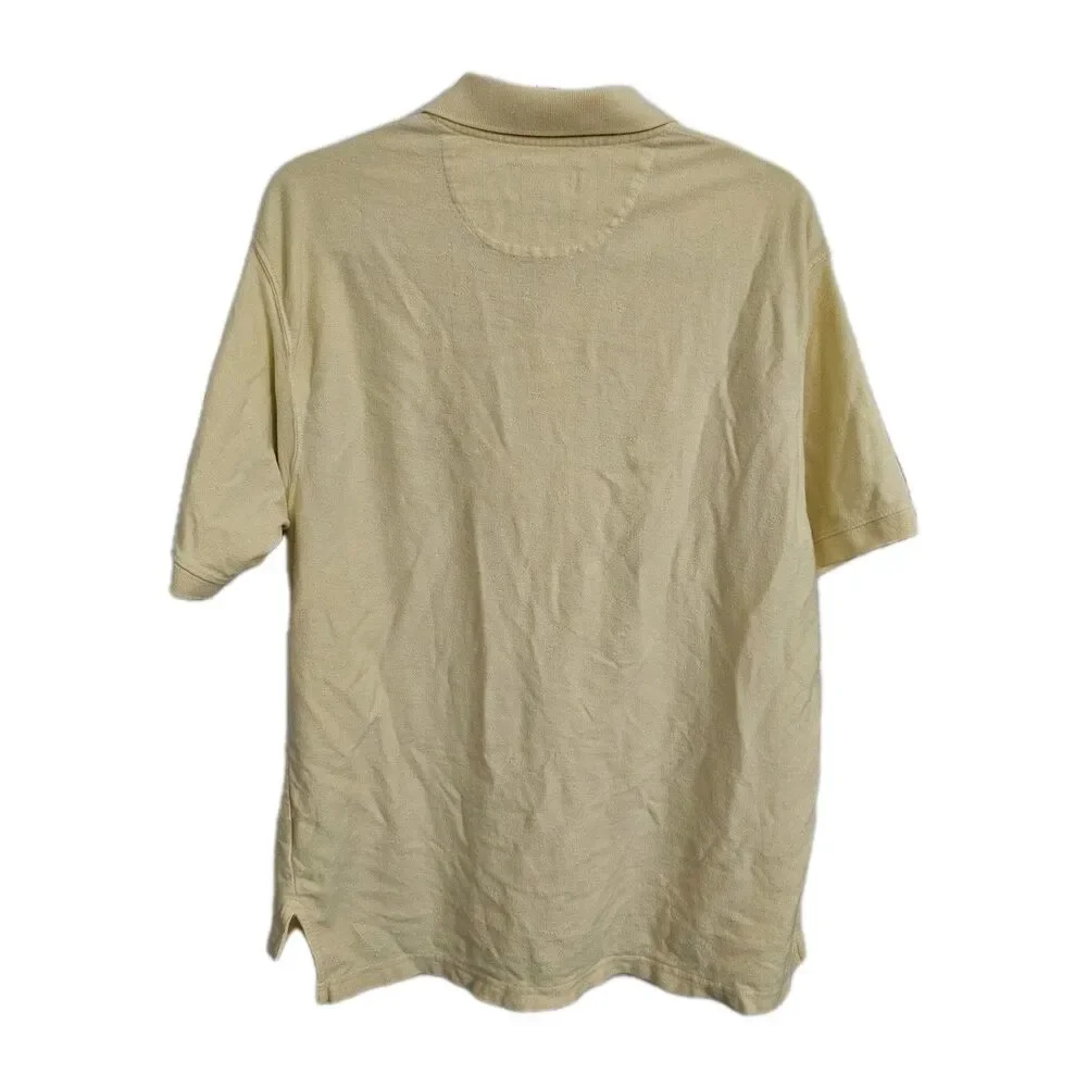 Chaps x Ralph Lauren Polo Shirt Mens Large Yellow Preppy Short Sleeve Top Cotton